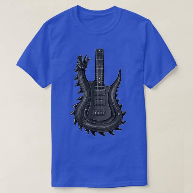 Camiseta Unique Dragon Guitar  For Men  Rock N Roll Band Mu (Frente do Design)