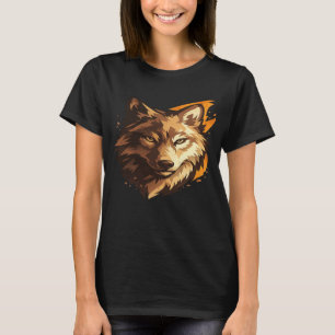 Camiseta Unisex com Arte de Rosto de Lobo Selvagem