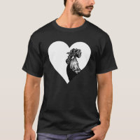 Unisex de galinha preto do coração branco divertid