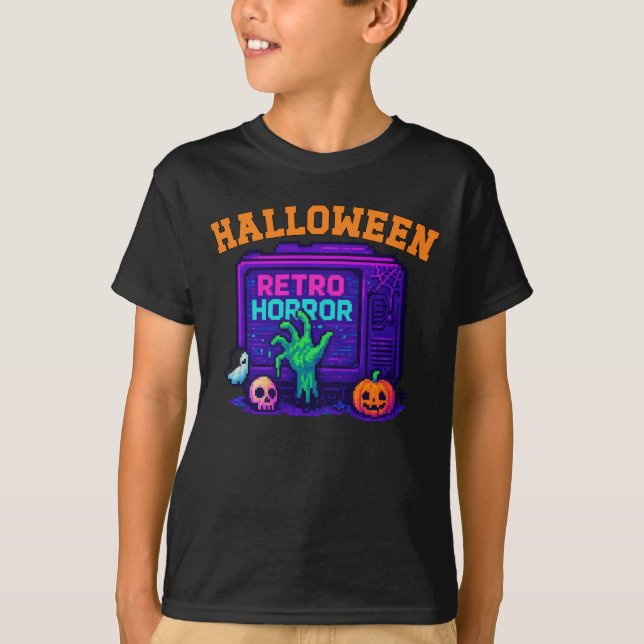 Camiseta Unisex Halloween Pixel Roupa Retro macho (Frente)