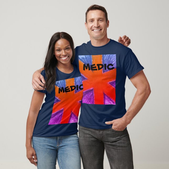 Camiseta Unisex médico vermelho, azul e púrpura estrela da  (Unissex)
