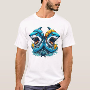 Camiseta Unisex/Mens Tubarões Aquáticos