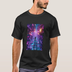 Camiseta Unisex Neon Purple Urban Maze - Cidade distópica