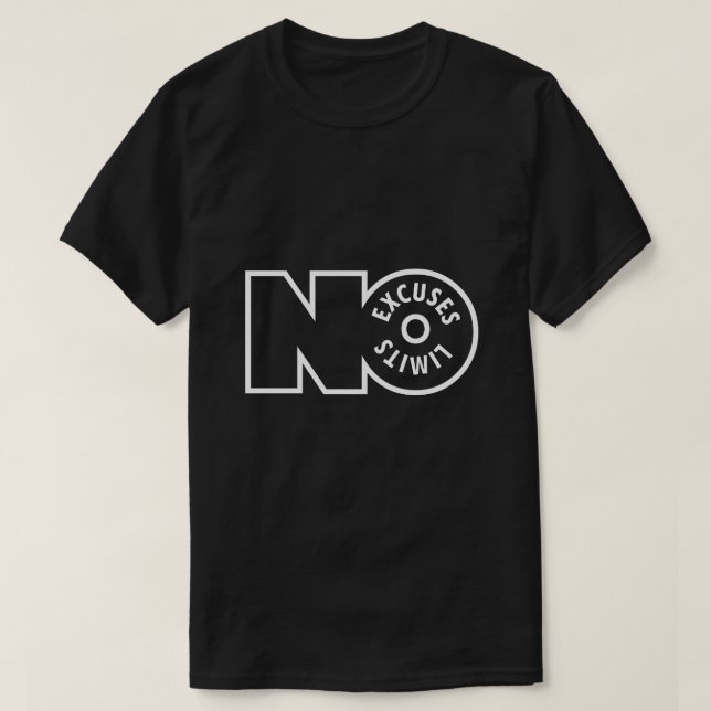 Camiseta Unisex No Limits No Excuses – Tipografia (Frente do Design)