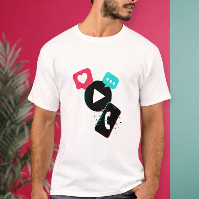 Camiseta Unisex Social Logo Print T-Shirt for TikTokers  (Criador carregado)