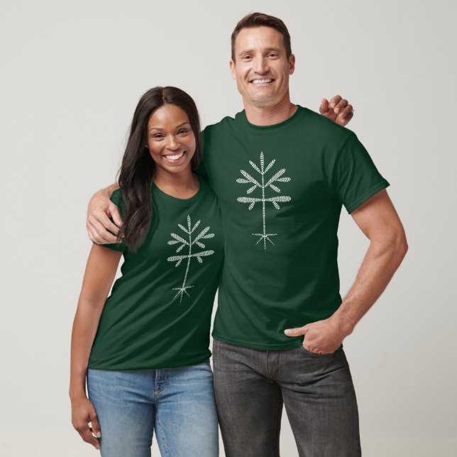 Camiseta Unisex White Sapling em Tee Verde Escuro (Unissex)