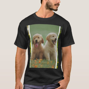 Camiseta Unissex com Foto de Cachorro Filhote Gold