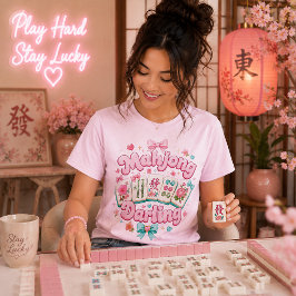 Camiseta Unissex Mahjong Darling Rosa e Verde Clar