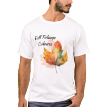 Camiseta Unissex Moderna Folha de Outono em Aquare