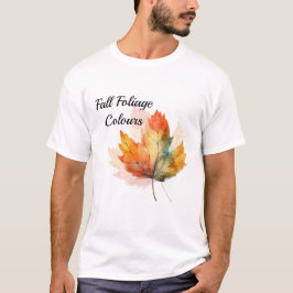 Camiseta Unissex Moderna Folha de Outono em Aquare