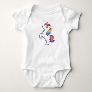 Camiseta Unissex Unicórnio Arco-Íris Fofo Olhando 