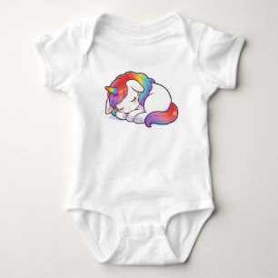 Camiseta Unissex Unicórnio Arco-Íris Kawaii Adorme