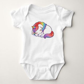 Camiseta Unissex Unicórnio Arco-Íris Kawaii Adorme