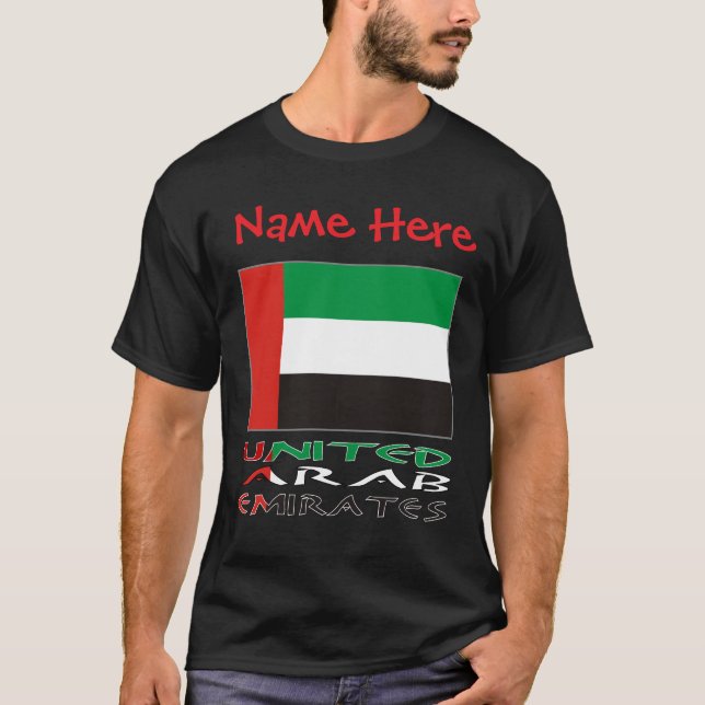 Camiseta United Arab Emirates UAE Flag Red Personalize Name (Frente)