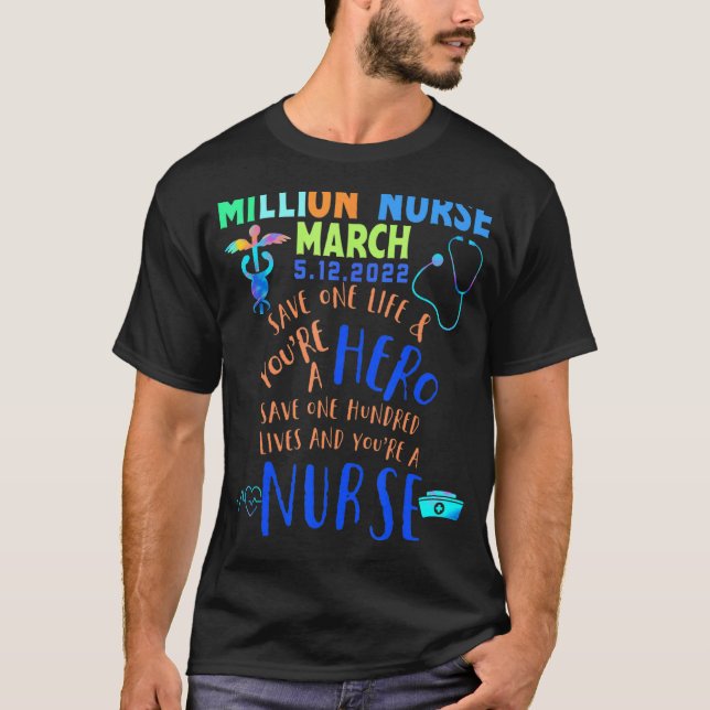 Camiseta United Nurses March Million Nurse March 12 de maio (Frente)