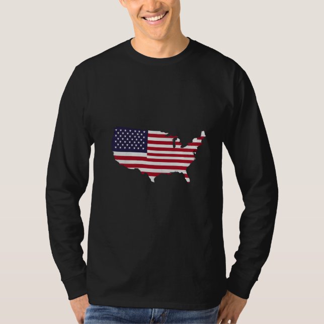 Camiseta United States Map Filled with American Flag (Frente)