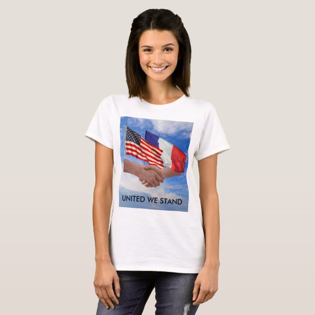 Camiseta United We Stand USA & France s Basic T-Shirt (Frente Completa)