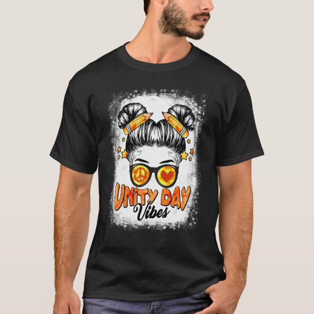 Camiseta Unity Day Vibes Messaging Bun Orange No Bullying B (Frente)