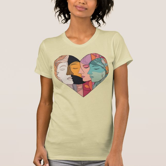 Camiseta Unity Heart Diverse Faces Line Art Diversity  (Frente)