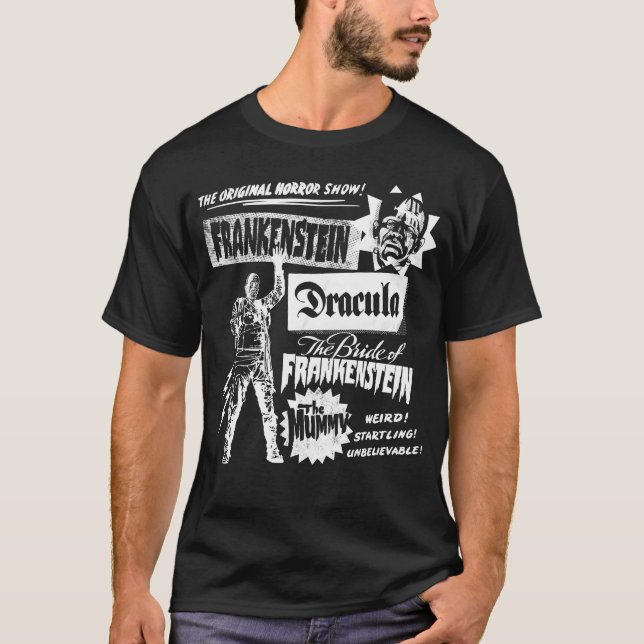Camiseta Universal Monstershe Original Horror Show family (Frente)