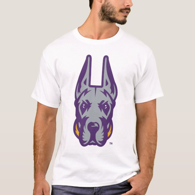 Camiseta Universidade de Albany Great Dane Mascot Head (Frente)