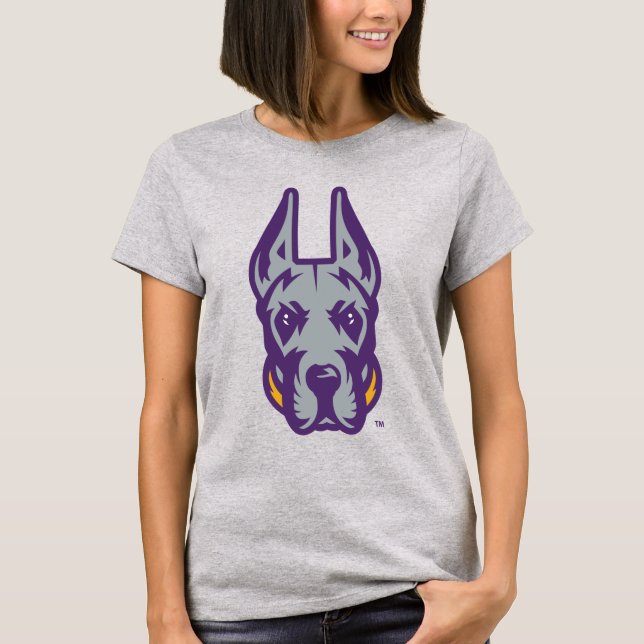 Camiseta Universidade de Albany Great Dane Mascot Head (Frente)