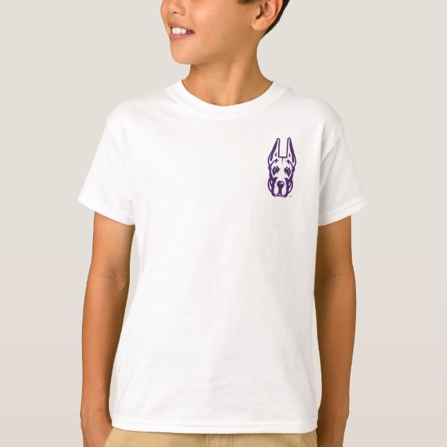 Camiseta Universidade de Albany Great Dane Mascot Head (Frente)