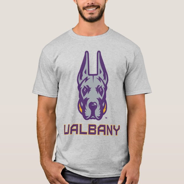 Camiseta Universidade de Albany Great Danes (Frente)