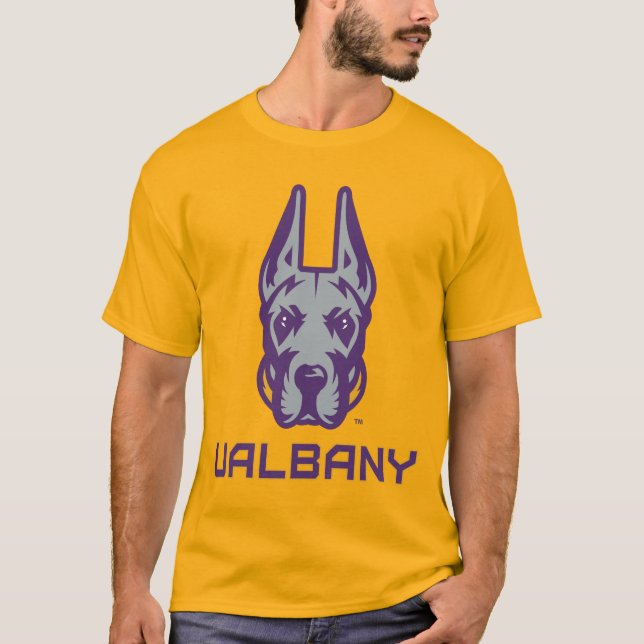 Camiseta Universidade de Albany Great Danes (Frente)