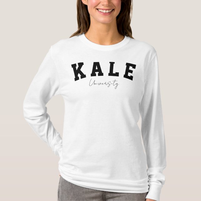 Camiseta Universidade de Kale Vegan Vegetarian Funny Colleg (Frente)