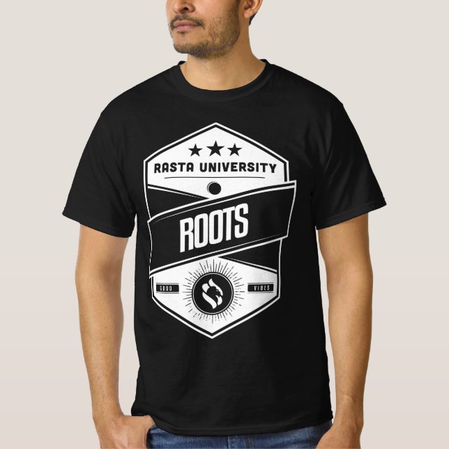 Camiseta Universidade de Rasta Roota Boas Vibas Reggae (Frente)