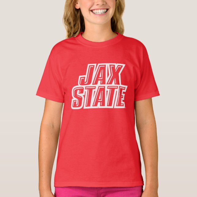 Camiseta Universidade Estadual de Jacksonville Logotipo JAX (Frente)