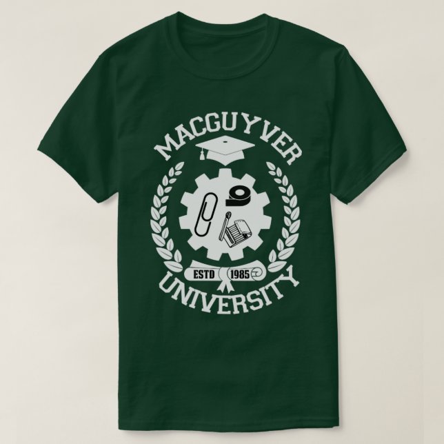 Camiseta Universidade Macguyver (Frente do Design)