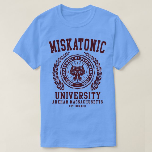 CAMISETA UNIVERSIDADE MISKATÔNICA CTHULU E LOVECRAFT (Frente do Design)