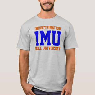 Camiseta UNIVERSIDADE MOÍNHO DE DOUTRINAÇÃO - azul e laranj