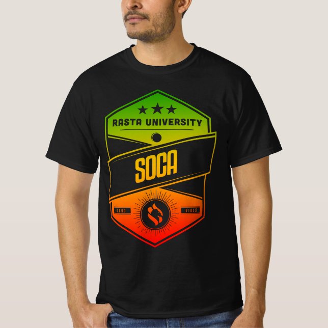 Camiseta Universidade Rasta Soca Good Vibes Rasta Reggae (Frente)