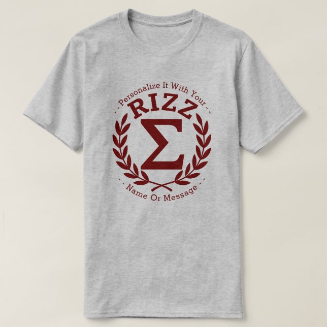 Camiseta Universidade Sigma Rizz R PERSONALIZADA (Frente do Design)