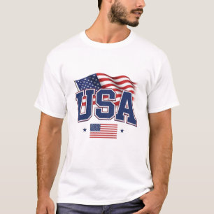 Camiseta Universitária da Bandeira dos EUA Mais