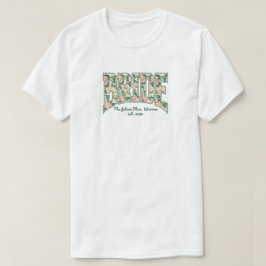 Camiseta Universitária Floral Retro Rosa e Verde p