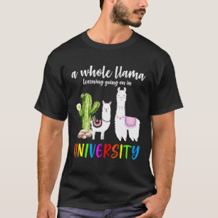 Camiseta Universitário de Cactus de Lhama de Volta às Aulas