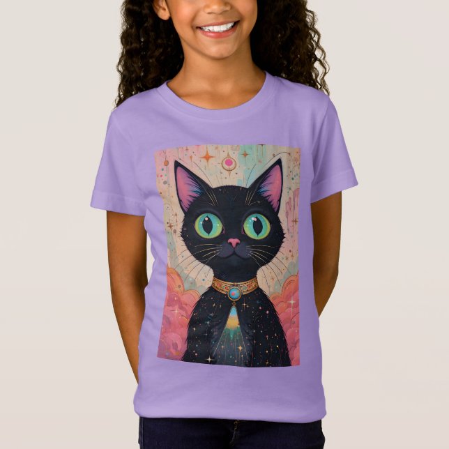 Camiseta Universo de Gato Negro Cósmico e Futuro Atômico (Frente)
