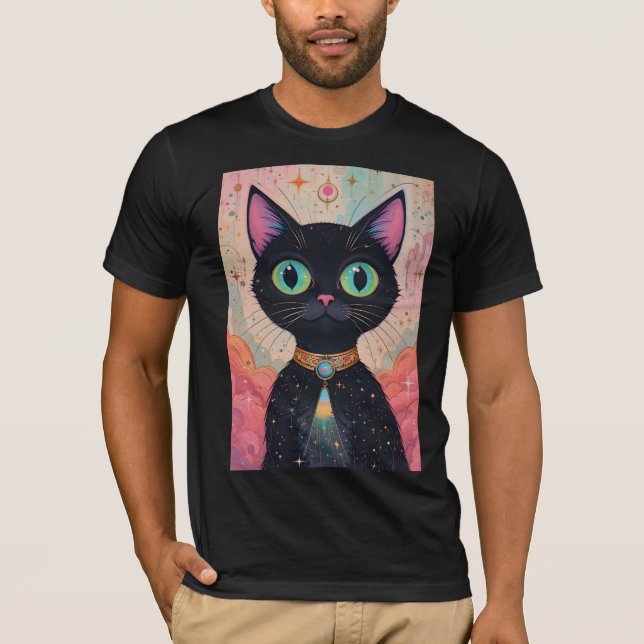 Camiseta Universo de Gato Negro Cósmico e Futuro Atômico (Frente)