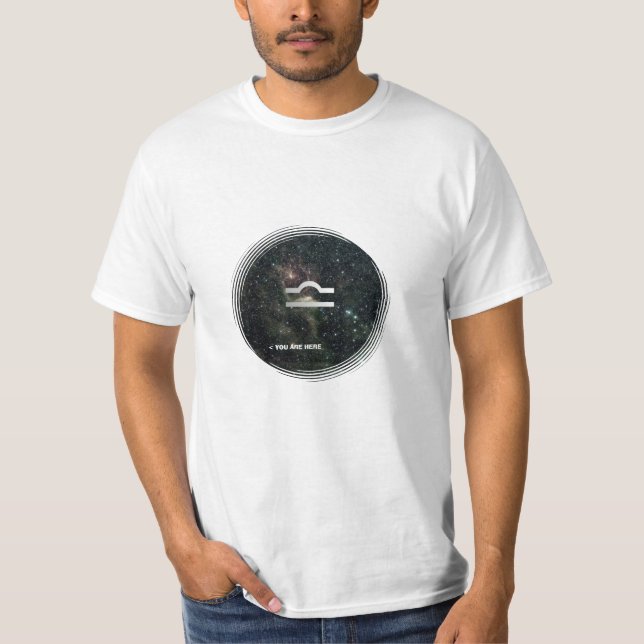Camiseta Universo engraçado do símbolo do zodíaco do Libra (Frente)