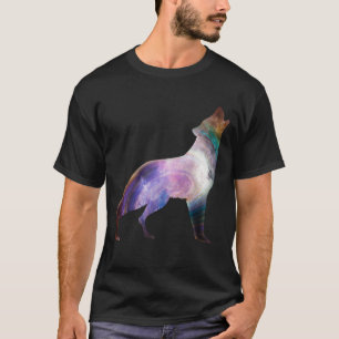 Camiseta Universo galáxico de lobo uivando