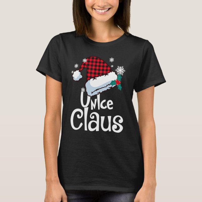 Camiseta Unlce Claus Santa Hat Buffalo Plaid Red Christmas  (Frente)