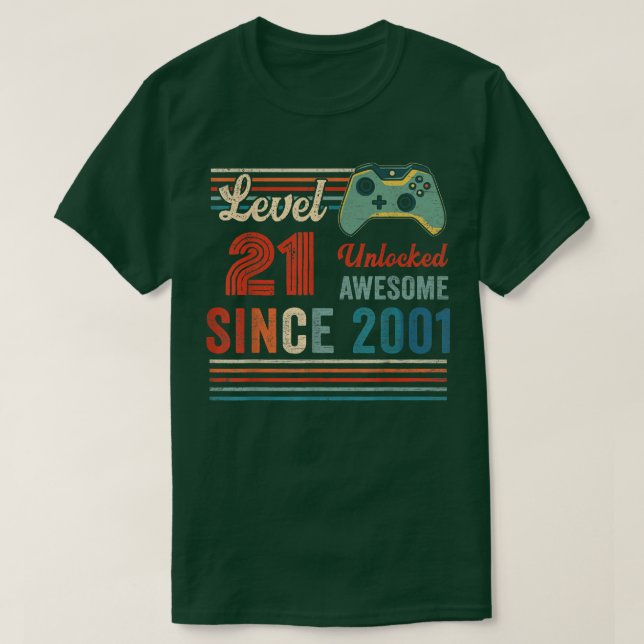 Camiseta Unlocked Level 21 Birthday 21 Year Old Video Game  (Frente do Design)