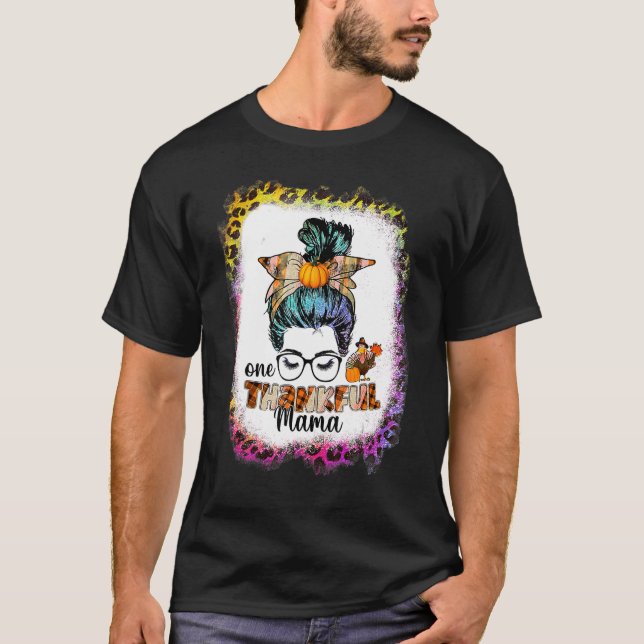 Camiseta Unny Messy Bun Um Obrigado de outono de outono de  (Frente)