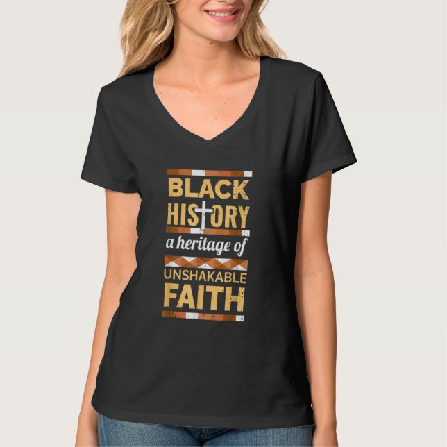 Camiseta Unshakeable Faith Black History Month BLM Melanin  (Frente)