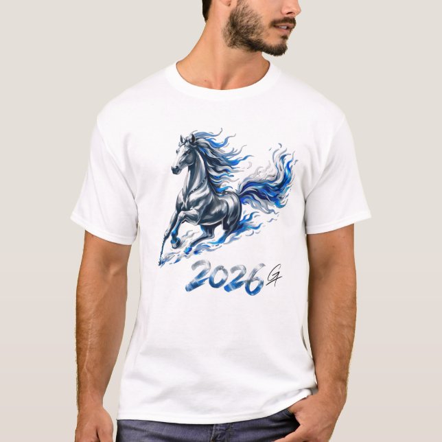 Camiseta UNSTOPPABLE,Blue Fire Horse (Frente)