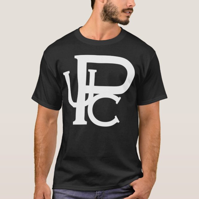 Camiseta UpC Logotipo Branco Americano Childs Pescoço Redon (Frente)